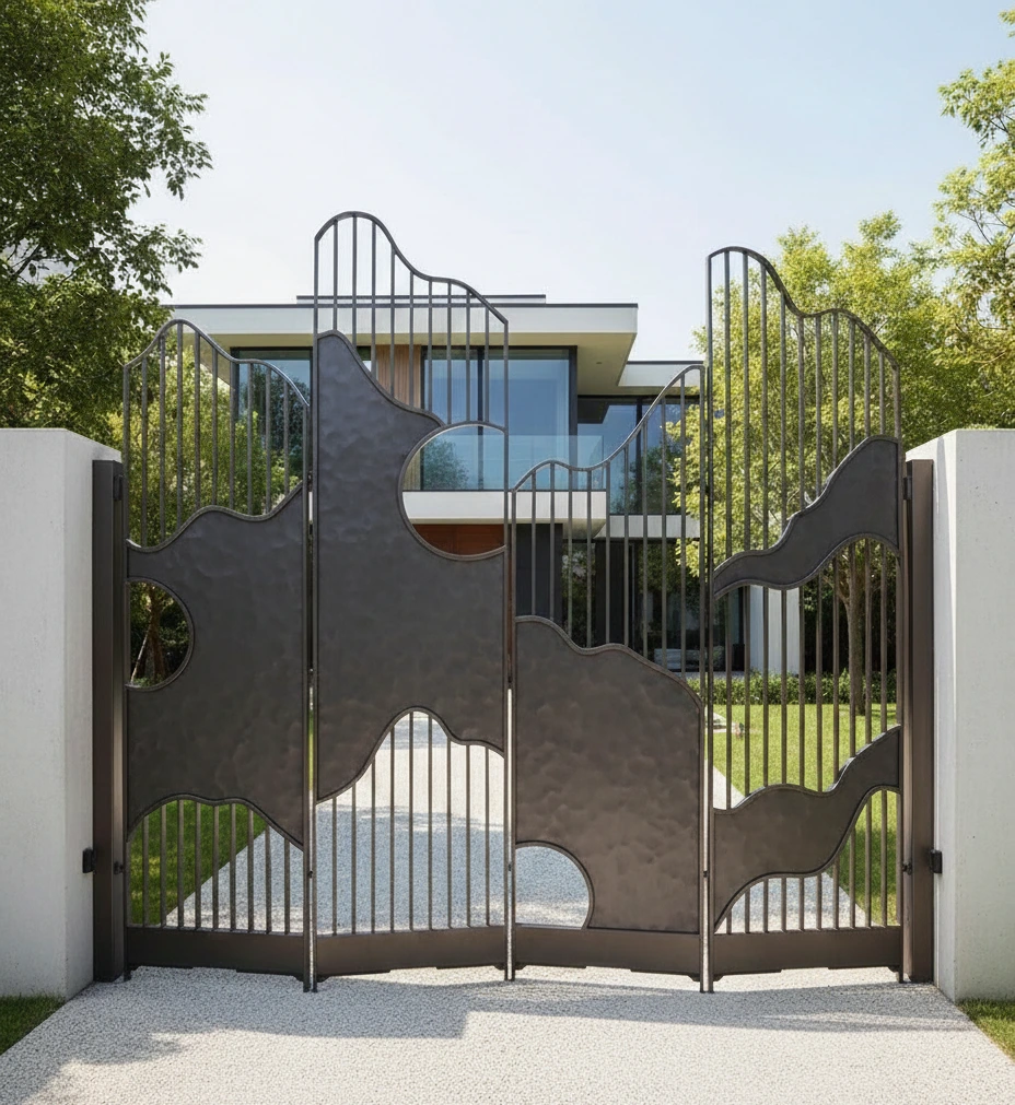 Artistic Metalwork by Temirci Art artistic iron gate with unique fluid patterns