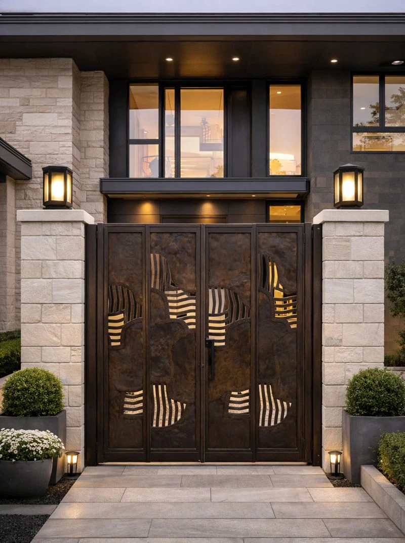 Heavy duty steel pedestrian gate for villa